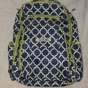 Ju-Ju-Be Navy and Lime Geometric Backpack